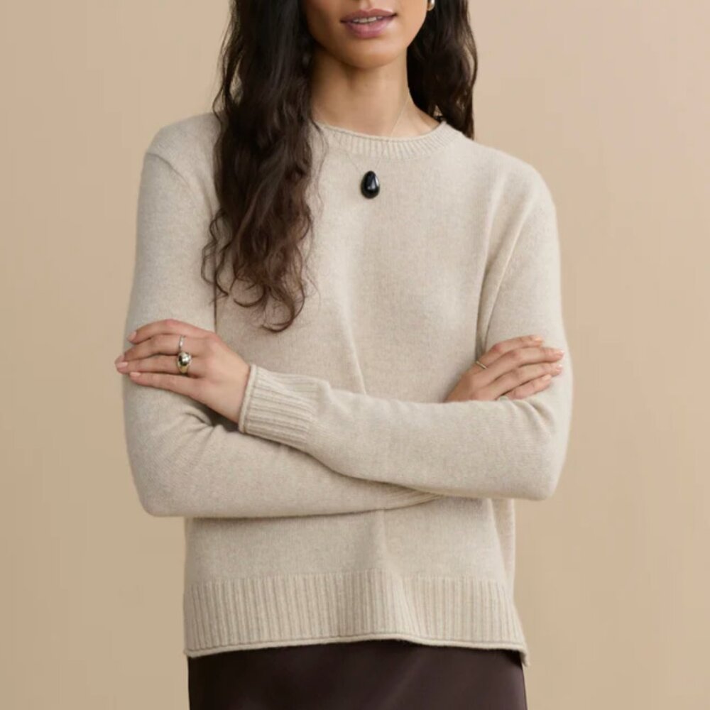 Classic Jenni Kayne Everyday Sweater XSmall/Small Oatmeal Cream Casual Quiet Lux - Picture 2 of 7